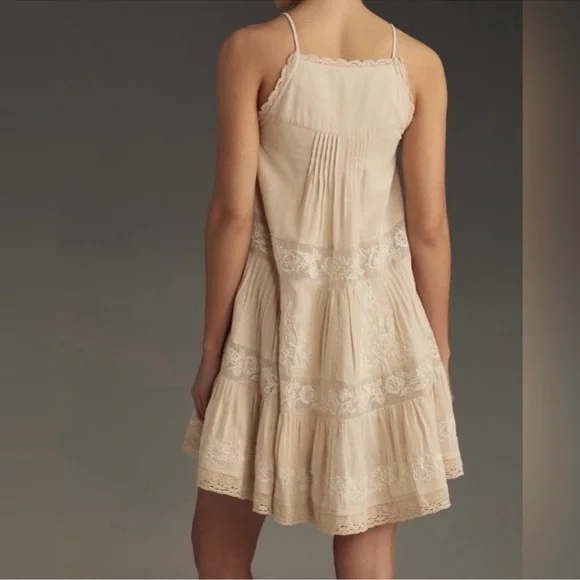 Anthropologie embroidered pintuck mini dress - Picture 2 of 14
